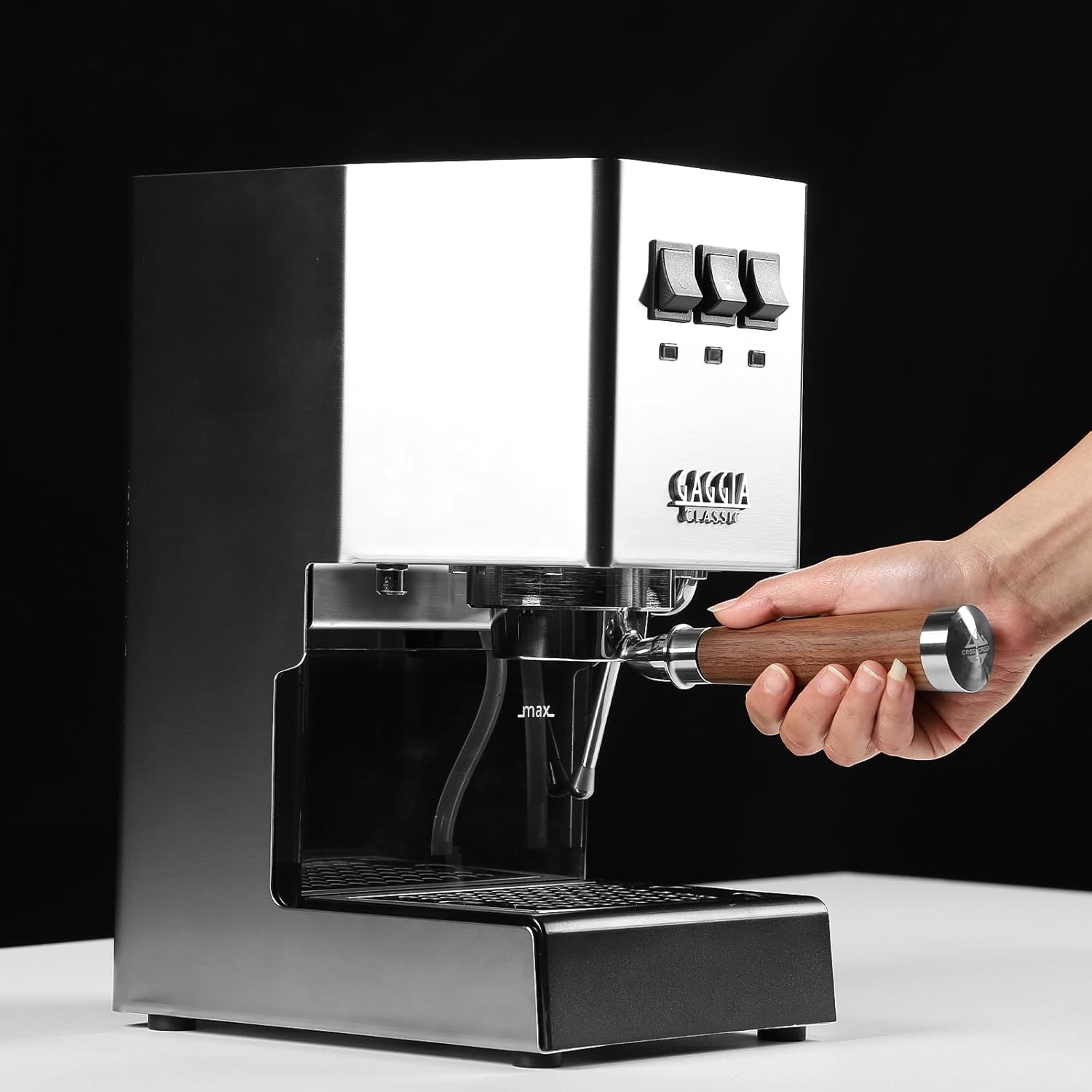 58mm Espresso Bottomless Portafilter with 2 Ear | Fits Most Gaggia Espresso Machine | Food Grade Stainless Steel Basket and Walnut Handle | 58mm Espresso Machine Accessories