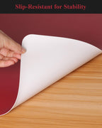 Wine Red Plastic Table Cover Protector, 42" x 60" Waterproof Easy Flat PVC Desk Pad Mat, 1.5mm Thick Rectangle Vinyl Table Top Protector for Dining Room Table, Office, Dresser