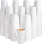 JOLLY PARTY 300 Pack 12 oz Disposable Paper Coffee Cup, Hot/Cold Beverage Drinking Cups for Water, White Paper Hot Coffee Cups