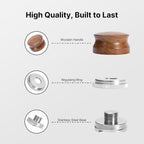 51mm Espresso Distribution Tool with Red Rosewood Handle Stainless Steel Coffee Distributor Adjustable Depth Espresso Leveler, Compatible with 51mm Portafilter