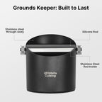 6.3 Inch Stainless Steel Knock Box Espresso Large Capacity with Non-Slip Base Espresso Knock Box Black Coffee Knock Box with Removable Knock Bar Espresso Machine Accessories