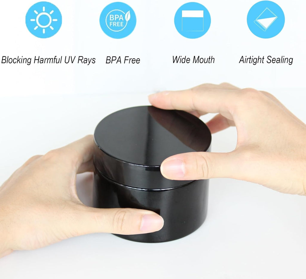 Black Glass Smell Proof Storage Jar 150ml Wide Mouth Airtight UV Protection Container for Spice Coffee