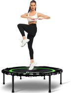 DARCHEN 400LBS Rebounder Trampoline for Adults, Indoor Mini Trampoline Silent Fitness Trampoline Small Bungee Rebounder Jumping Cardio Trainer Workout Exercise Workout with Handrail Bar [40 Inch]