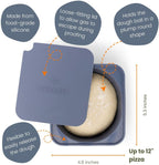 Babadoh Pizza Dough Proofing Silicone Containers with Lids | Pizza Making Accessories | Set of 6 | Multi Blue (2 Dough, 2 Smoke, 2 Steel) | Original Size (make 12" Pizzas)