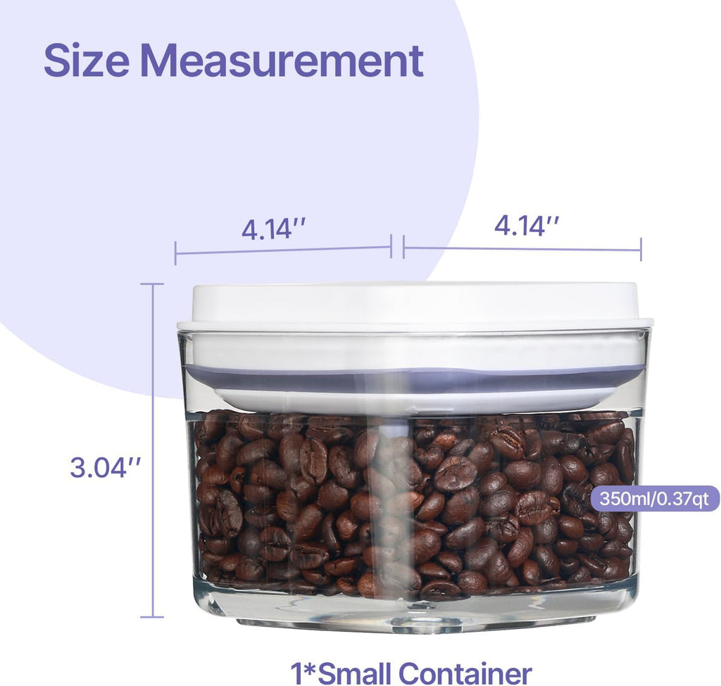 Food Airtight Containers storage with Lids One Button Open/POP UP/Kitchen Storage Organization for Coffee Tea Brown Sugar Cereals 350ml x 1