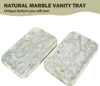 Marble Vanity Tray, Large Stone Bathroom Tray for Countertop, 14'' African Gem Genuine Marble Decorative Tray for Dresser, Green Kitchen Trays for Counter,Perfume Storage, Non-Resin/Ceramic