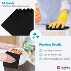 Orighty Cleaning Cloths 12x12 inch, Pack of 24, Highly Absorbent Microfiber Cleaning Supplies, Lint Free Cloths for Multiple-use, Powerful Cleaning Rags for House, Kitchen, Car Care (Black)