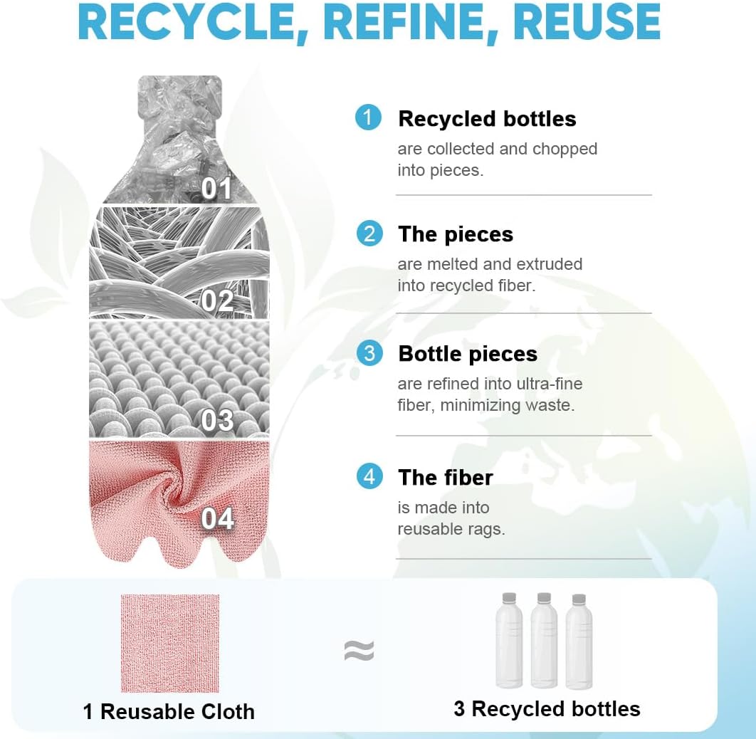 AIDEA Microfiber Cleaning Cloth Roll, 75PK, Tear Away Reusable Paper Towels, Pink Towels Lint Free Rags for House, Kitchen, Car Cleaning Supplies, 11.5"×11.5"