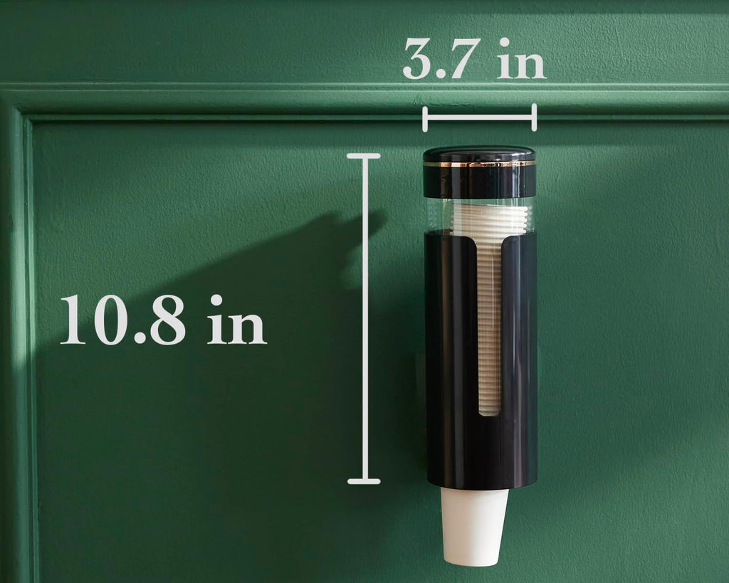 Seveny Bathroom Cup Dispenser, Wall Mount 4-7 oz Disposable Mouthwash Paper Cups, Pull-Type Cup Holder for Guest Toiletries, Dining Room, Kitchen, Coffee Stations, BPA Free, Black