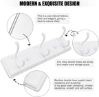 Wooden Coat Rack, Wall-Mounted Organizer for Closet, Entryway, Hallway, Foyer, Bedroom, Heavy Duty Double Hooks for Hanging Towels, Bags, Hats, Jackets, Key (White, 3 Hooks)