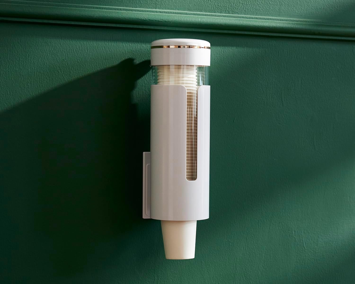 SEVENY Cup Dispenser, Wall Mount Water Cooler Cup Dispenser fits 4-7 oz Disposable Paper and Plastic Cups, Pull Type Cup Holder for Bathroom, Office, Break Room, Gym, White