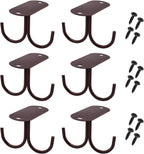 Mocoum Under Cabinet Mug Hooks, Rustic Mug Organizer Rack Under Shelf Hanging Rack for Mugs, Coffee Cups, Utensils Brown, Holds 6 (Max. 6 Mugs)