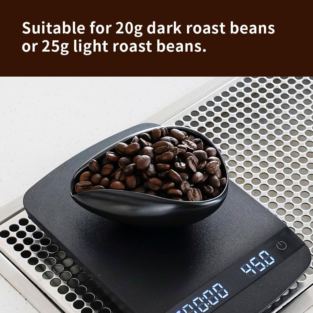 watchget Ceramic Coffee Dosing Cup & Tea Storage Tray, Single Dose Measuring Container for Coffee Beans & Loose Leaf Tea Dosing Vessel, Black