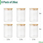 Urban Green Glass Jars with Airtight Lids, Airtight Glass Canisters with Locking Lids, (Bamboo-6P-26oz)