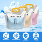 10 Pack Disposable Coffee Dispensers with Handle Coffee Box Cold Hot Beverage Dispenser COFFEE Carrier with Handle Take Out Camping Water Storage Containers Water Bag for Hiking (88oz) (Yellow)