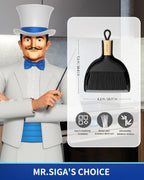 MR.SIGA Mini Dustpan and Brush Set, Portable Cleaning Brush and Dustpan Combo with Bamboo Handle, Black, 1 Set