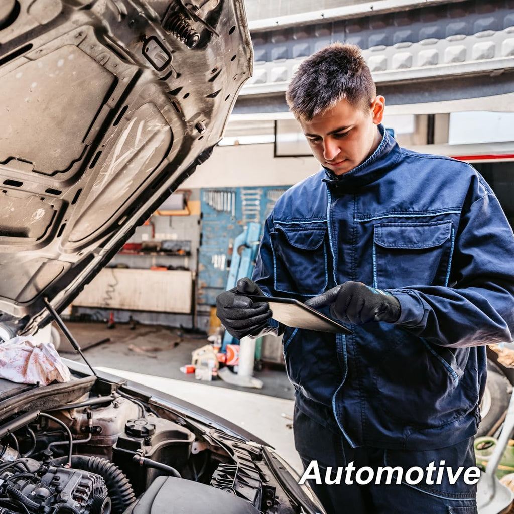 KAYGO Safety Work Gloves PU Coated for Men and Women, 60 Pairs KG11PB, Seamless Knit Glove with Two Fingers Touchscreen, breathable and lightweight Ideal for General Duty Work (XL,Black)