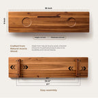 Tinamo Acacia Bathtub Caddy Tray Table | 35x9 Inch Large Bath Tub Tray Wooden | Anti-Tipping, Sustainable Tub Tray for Bathtub | Bathtub Accessories Holders for Bathtub (Acacia, 35x9)