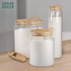 Urban Green Glass Jars with Airtight Lids, Airtight Glass Canisters with Locking Lids, (Bamboo-1Gal)