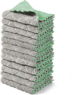 kimteny 12 Pack Dish Towels, 10x10 in Premium Dish Cloths, Super Absorbent Kitchen Towels Coral Velvet Dishcloths Nonstick Oil Fast Drying Washcloths (Green-Grey)
