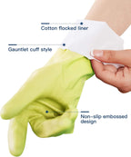 LANON 3 Pairs wahoo Skin-Friendly Cleaning Gloves, Dishwashing Kitchen Gloves with Cotton Flocked Liner, Reusable, Non-Slip, Bud Tender, Small