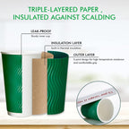 80 Count 16 OZ Coffee Cups with Lids, Insulated Ripple Wall Paper Hot Coffee Paper Cups for Hot Drinks