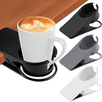 3PCS Drinking Cup Holder Clip Kalolary Chair Desk Bottle Cup Stand DIY Glass Clamp Storage Saucer Clip with Groove for Potted Plant Beverage Coffee Mug Holder Clip for Home & Office (Black White Grey)