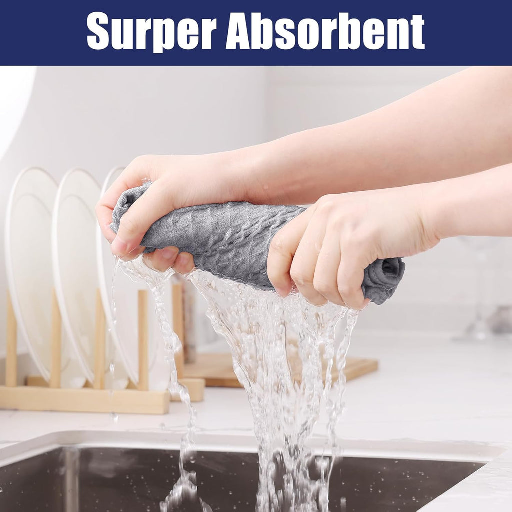 Homaxy Microfiber Waffle Weave Kitchen Towels, 16 x 28 Inch Ultra Absorbent and Solid Color Dish Towels, 4 Pack, Grey