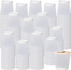 500 Pack Paper Espresso Coffee Cups,4 oz Disposable Coffee Cups,Corrugated Insulated Ripple Wall, Paper Ripple Cup for Coffee, Hot Chocolate and Hot Tea Drinks -White