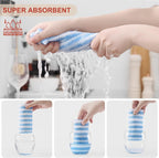 Homaxy Kitchen Towels(12 Pack, 10 x 20 inches), Ultra Soft and Absorbent Dish Towels, Reusable Fast Drying Microfiber Cleaning Cloth, Coral Velvet Wave Design No-lint, Blue