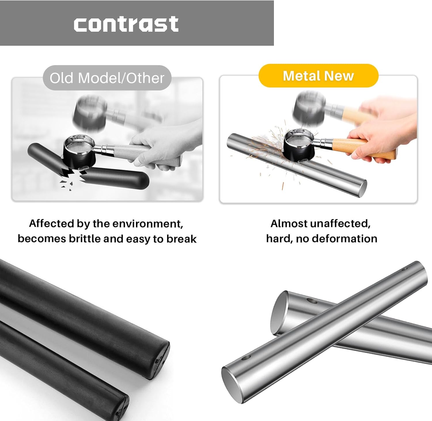 Replacement Knock Box Bar for Commerical Espresso Grounds Knock Box for Grounds Knock Box Rubber Knock Box Rubber Bar Drawer Type Knock Box Coffee Grounds Box Rod
