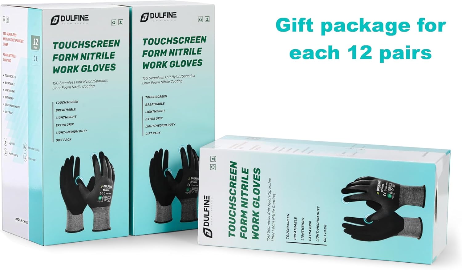 DULFINE Work Gloves for Men and Women,Hi-Vis Yellow Knit Nylon Glove with MicroFoam Nitrile Coated-12 Pairs Pack,Ideal for General Purpose,Automotive,Home Improvement,Painting(XX-Large)