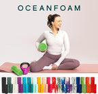 Oceanfoam Ripple Travel Foam Roller (11" x 3.35") Firm Mini Foam Roller for Physical Therapy, Deep Tissue Massage, Back Pain - High Density, Ergonomic Wave Textured - Yoga, Exercise (Algae Green)
