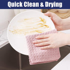 Homaxy Microfiber Waffle Weave Kitchen Dish Cloths, 12 x 12 Inch Ultra Absorbent and Solid Color Dish Towels for Kitchen Fast Drying Dishcloth for Washing Dishes, 6 Pack, Pink
