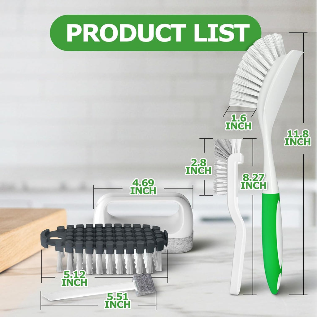 7 Pack Dish Brush with Handle - Kitchen Brush with Ergonomic Handle,Cleaning Brushes Set with Stiff Bristles for Dishes, Pots, Pans, Sink & Bottles