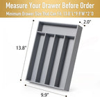 Bamboo Silverware Holder - Drawer Organizer with 5 Slots (Gray)