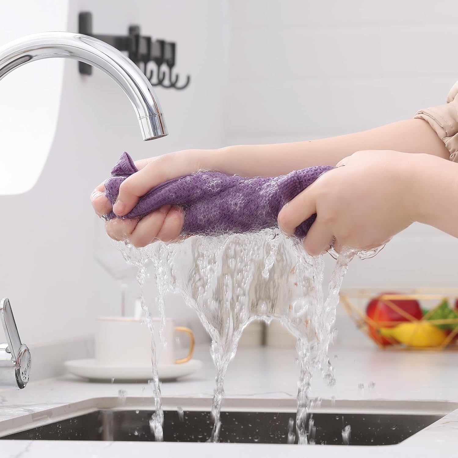 Kitinjoy 100% Cotton Waffle Weave Kitchen Towels, 8-Pack Super Soft and Absorbent Dish Towels for Drying Dishes, Kitchen Hand Towels, 13 in x 28 in, Lavender