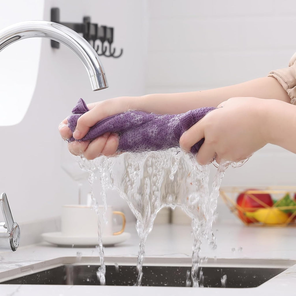 Kitinjoy 100% Cotton Waffle Weave Kitchen Towels, 4-Pack Super Soft and Absorbent Dish Towels for Drying Dishes, Kitchen Hand Towels, 13 in x 28 in, Lavender