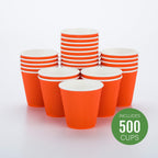Restaurantware 8 Ounce Double Wall Disposable Coffee Cups, 500 Insulated Orange Paper Cups With Ripple Wall Design, Lids Sold Separately for Hot Beverages like Tea, Hot Chocolate, and More