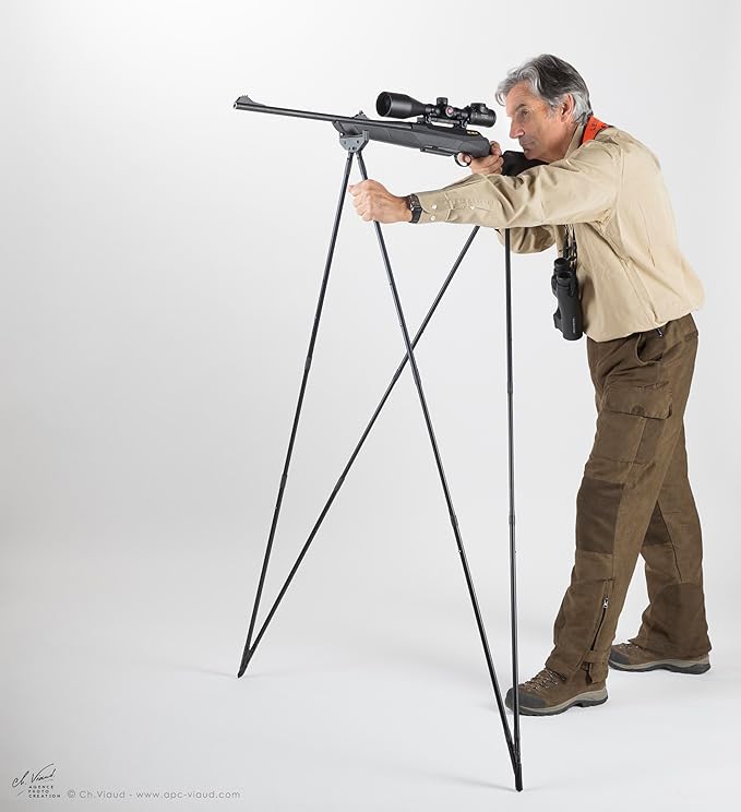4 Stable Sticks® Essential 4 Points Bipod Shooting Sticks - Lightweight Aluminium, Extrem Stability for Hunting and Shooting, Foldable and transportable