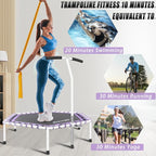 Newan 48'' Fitness Trampoline with Adjustable Handle Bar, Silent Trampoline Bungee Rebounder Jumping Cardio Trainer Workout for Adults - Max Limit 330 lbs