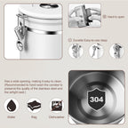 ShanSon Coffee Canister Airtight Stainless Steel Container,Home Kitchen Food Storage Organizers for Beans,Tea,Sugar,cookie,Flour,Cereal,16OZ+22OZ,White