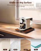 Appliance Slider, Sliding Tray for Coffee Maker, Coffee Pot Slider for Countertop, Kitchen Appliance Rolling Tray with Rubber Wheels (Rustic Brown, Medium - Long (9.5” X 13”))