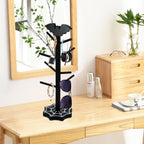 Bat Mug Holder Tree - 8 Hooks Coffee Mug Rack - Gothic Home Decor Wood Coffee Mug Tree for Countertop - Coffee Cup Holder for Halloween Kitchen Organizer & Coffee Bar Accessories (Spider Web)