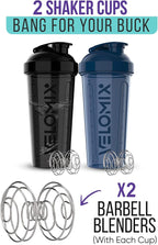 '-2 Pack- 28 oz Protein Shaker Bottles for Protein Mixes - 2x Wire Whisk | Leak Proof Shaker Cups for Protein Shakes | Protein Shaker Bottle Pack | Shakers for Protein Shakes-Blue&Black