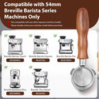 54mm Bottomless Portafilter - Breville Compatible Naked Portafilter, Rosewood Handle & 18-20g Filter Basket & Puck Screen Included, Fits Barista Express, Pro, Touch, Bambino Plus, Infuser