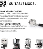 58mm Bottomless Portafilter, Professional Stainless Steel Portafilter 2 Ears for 58 Gaggia Machines Stainless Steel Basket Included Espresso Machine Accessories