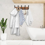 Coat Rack Wall Mount Wooden Hat Rack for Wall Hooks Pine Real Wood Plank 16.9" Brown Coat Hanger with 5 Triple Hooks for Hanging Coat Hat Jacket