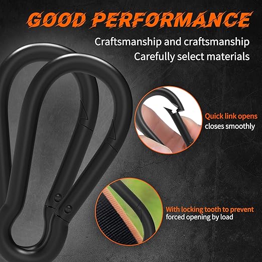 Small Carabiner Clip,15Pcs 2Inch Black Carabiners Clips M5 Alloy Steel Spring Snap Hook,Locking Carribenares for Climbing Hiking Camping Fishing