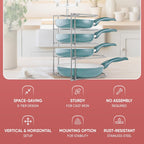 Heavy-Duty Pots and Pans Organizer | 5-Tier Cookware & Lid Storage Rack | Free-Standing or Wall-Mount | Kitchen Organizer for Cast Iron Skillets, Pots, Frying Pans, Lids | Chrome